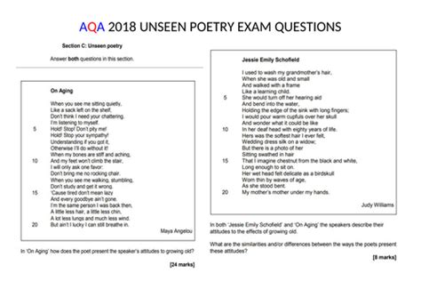 Unseen Poetry from 2018 AQA exam | Teaching Resources