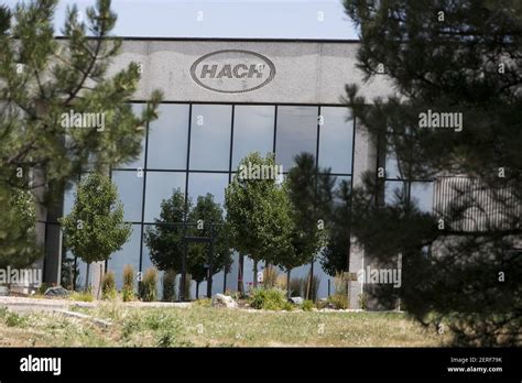 A logo sign outside of the headquarters of the Hach Company in Loveland, Colorado, on July 21 ...