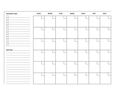 Printable Blank Calendar Templates - World of Printables