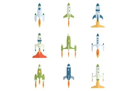 a bunch of different types of rockets in various shapes and sizes on a ...