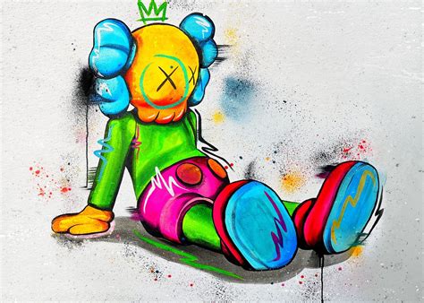 'Kaws Companion Banksy' Poster, picture, metal print, paint by Uber Colektiv | Displate