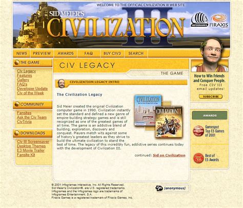 Civilization III in 2001 - Web Design Museum