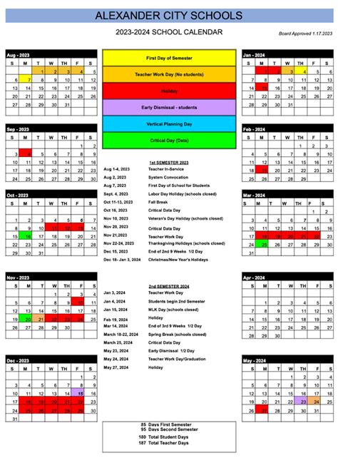 Alexander City Schools Calendar 2024 - PublicHolidays.com