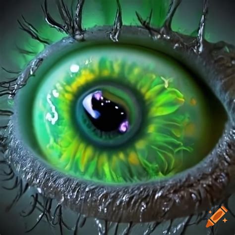 Green beholder with multiple eyes
