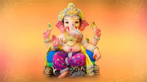 Light Yellow Red Background Lord Ganesh Chaturthi Vinayaka Vinayagar Decoration Festival HD ...