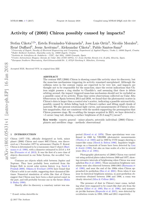 (PDF) Activity of (2060) Chiron possibly caused by impacts?