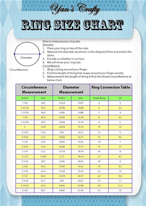 Yan's Crafty: Ring Size Chart