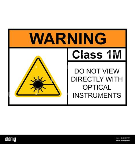 Laser radiation danger class 1M label icon, safety information symbol vector illustration Stock ...