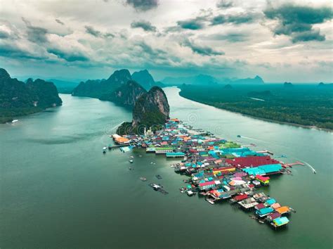 Aerial View of Ko Panyi Also Known As Koh Panyee, is a Fishing Village in Phang Nga Province ...