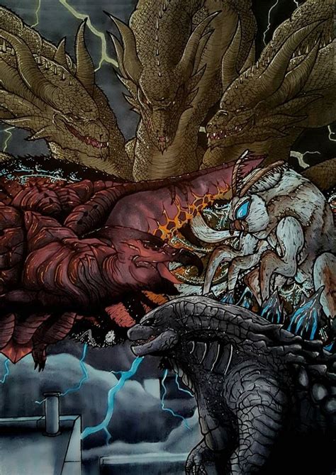 King Ghidorah Vs Godzilla And Mothra