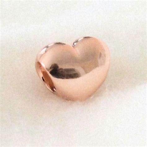 New! Pandora Rose Gold Big Smooth Heart Charm - Gem