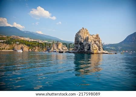Adalary rocks in the Black Sea, Crimea, Gursuf, Russia. suburb of Yalta. Crimean seascape ...