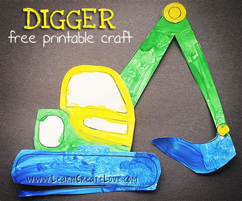 Printable Digger Craft | LearnCreateLove.com Construction Theme ...