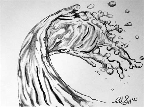 Water sketch, Pencil drawings of nature, Water drawing