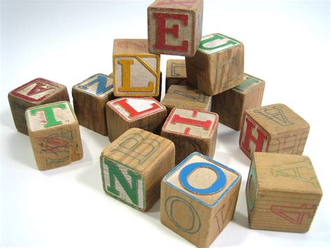 Large Vintage Wood Alphabet Blocks