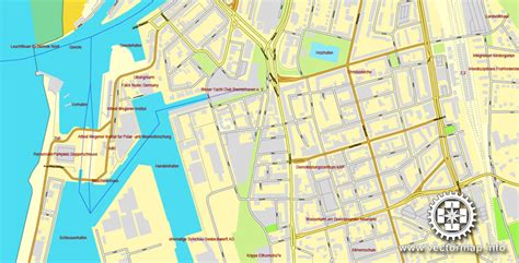 Bremerhaven, Germany, printable vector street City Plan map, full ...