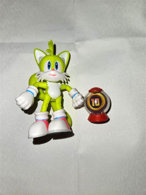 Jakks Pacific Sonic the Hedgehog Tails With 10 Ring Item 4" Figure Neon ...