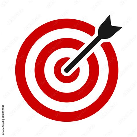 Red target bullseye with arrow or personalized marketing flat vector color icon for apps and ...