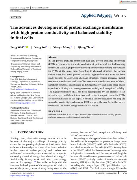 (PDF) The advances development of proton exchange membrane with high ...