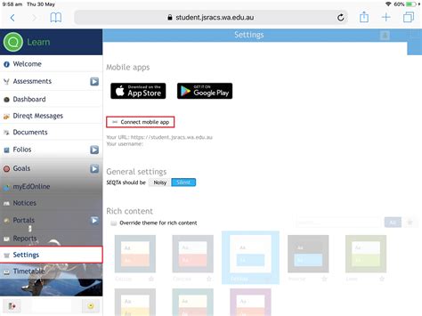 How do I setup the SEQTA Learn app? : John Septimus Roe Anglican Community School