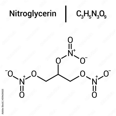 chemical structure of Nitroglycerin (C3H5N3O9) Stock Vector | Adobe Stock