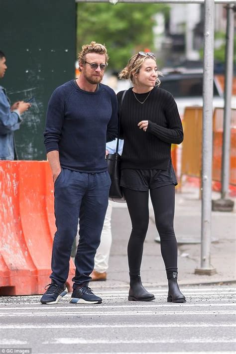 Actor Simon Baker, 48, rugs up while hanging out with daughter Stella, 24, in New York City ...