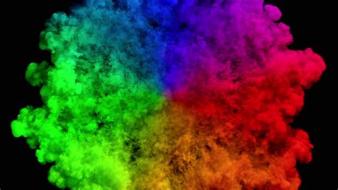 Colored Smoke Radial Explosion On Black (slow Motion, With Alpha Matte, Full Hd) Stock Footage ...