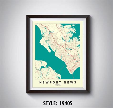 Map of Newport News VA Newport News Map Newport News | Etsy