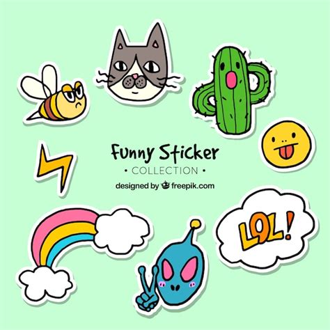 Free Vector | Funny sticker collection