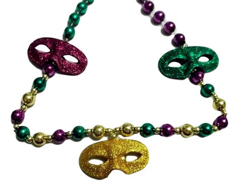 3 Glitter Masks Mardi Gras Beads Party Favor Necklace - Walmart.com