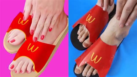 How to make DIY McDonalds Flip Flops (Awful 5 Minute Craft life hacks) - YouTube