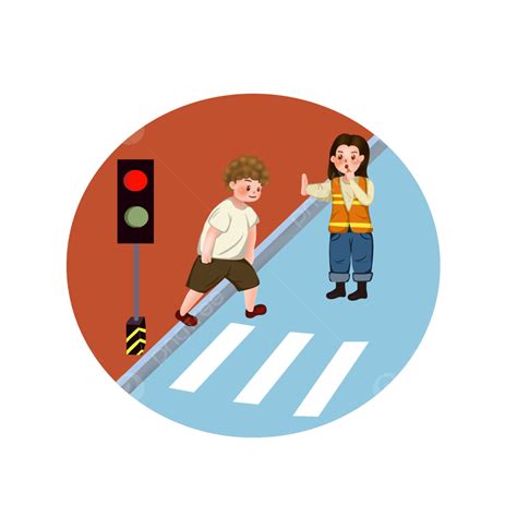 Cartoon Pedestrian Running Red Light Illustration, Cartoon Little Boy, Traffic Law Enforcement ...