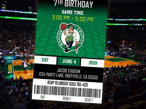 Boston Celtics Themed Ticket Invitation Boston Celtics | Etsy