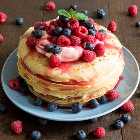 Mixed Berry Pancakes with Cream Recipe