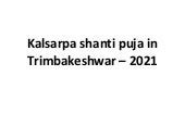 Kalsarpa shanti puja in Trimbakeshwar – 2021