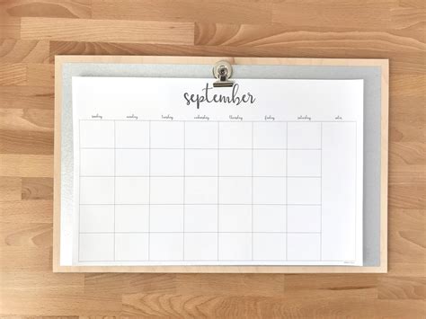 Printable 11x17 Monthly Calendar Instant Printable Script | Etsy