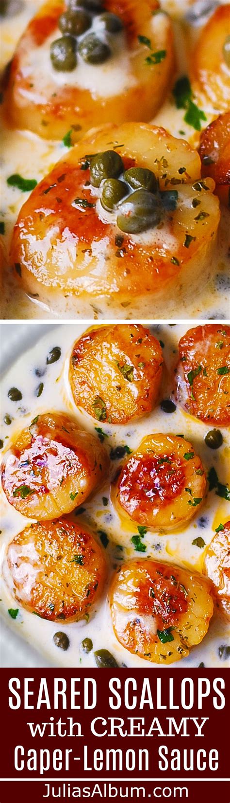 Seared Scallops with Creamy Caper-Lemon Sauce #seafood #shellfish #dinner | Seafood dinner ...