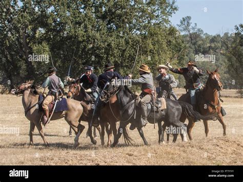 Civil War era cavalry at a reenactment in Anderson, California Stock ...