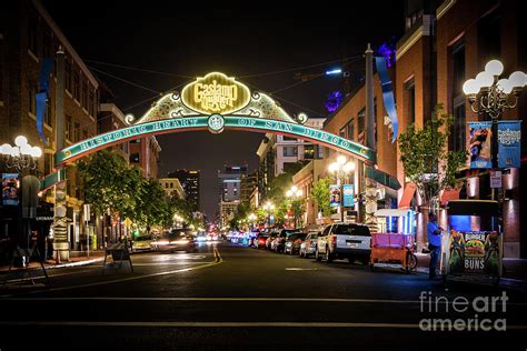 San Diego Gaslamp Quarter at Night Photograph by David Levin