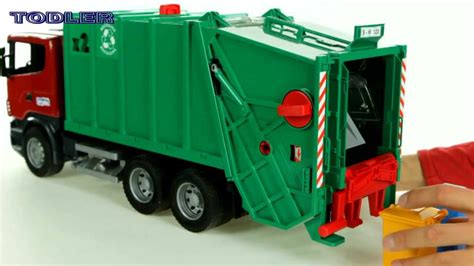 Bruder 03561 Scania R green garbage truck REVIEW - YouTube