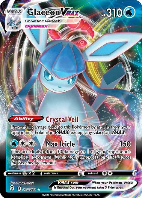 Pokemon Sword Shield Evolving Skies Single Card Ultra Rare Glaceon VMAX ...