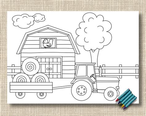 Farmyard Colouring Pages Children's Coloring Pages Farm | Etsy