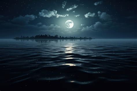 Premium AI Image | Dreamy Full Moon Reflection on Water Generative AI