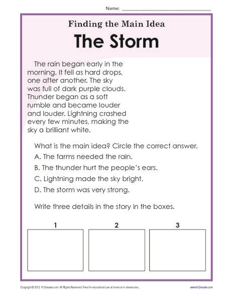 2nd Grade Reading Worksheets Main Idea