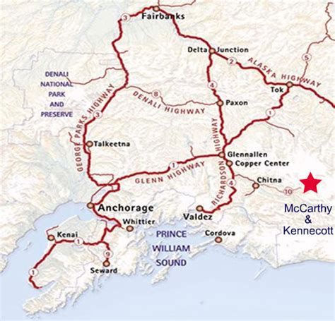 Alaska Road Map and Chart of Driving Times