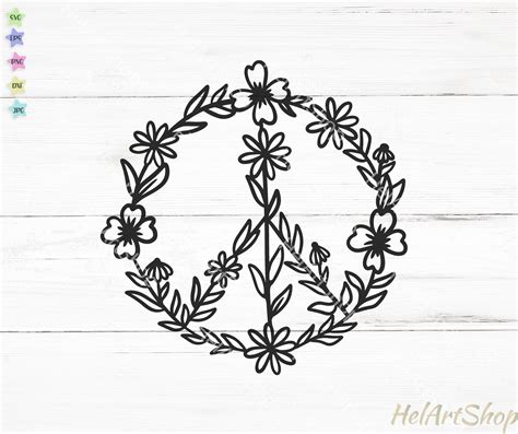 Wildflower peace sign svg hippie svg peace symbol svg | Etsy