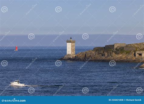 Le Conquet with Phare De Kermorvan, Brittany, France Stock Photo - Image of france, lighthouse ...