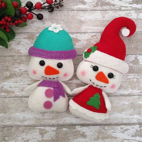 Felt Snowman ornament Christmas snowman pattern Felt Snowman | Etsy