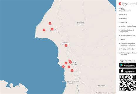 Thira Printable Tourist Map | Sygic Travel