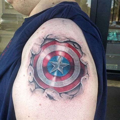 Huge Captain America Shield Tattoo Collection